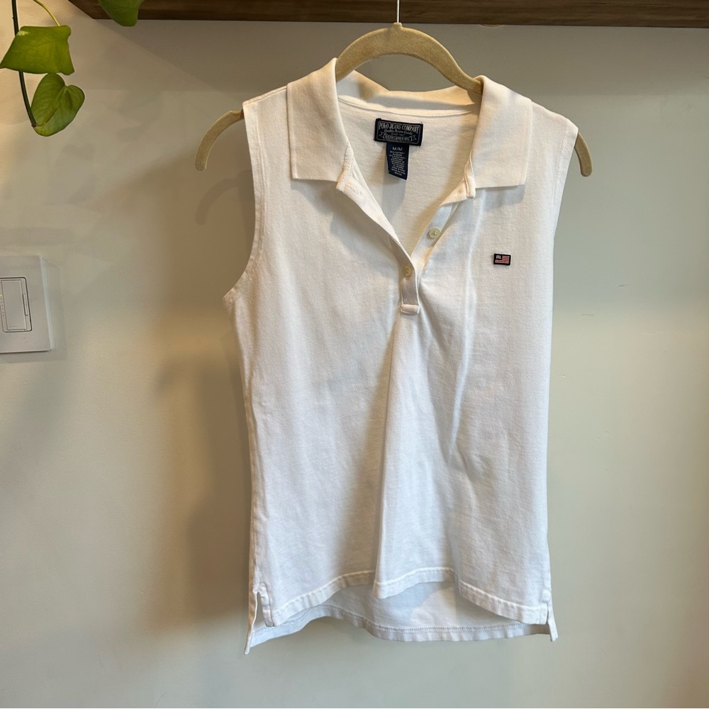 ❌SOLD💰Vintage Ralph’s Lauren Women's White Sleeveless Polo Top